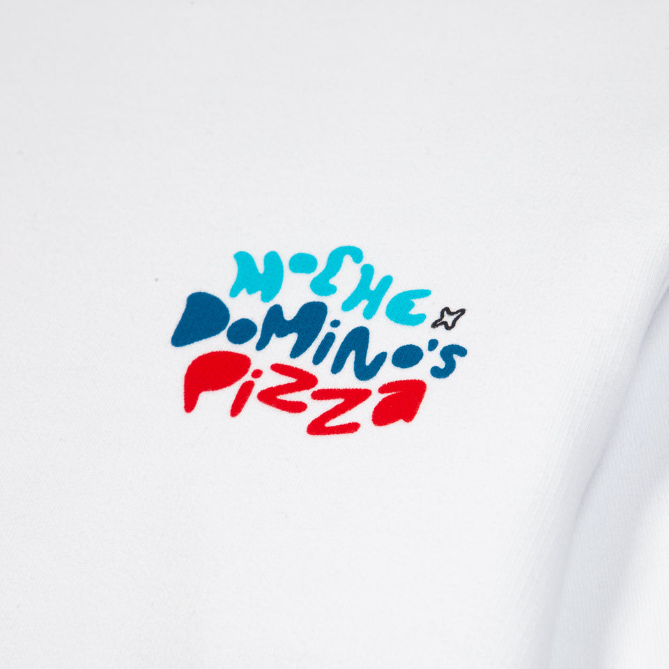 Sweatshirt collab MOCHE X DOMINO'S , com estampa  à frente  MOCHE X DOMINO'S PIZZA, etiqueta cozida no cós MOCHE DOMINO'S , estampa nas costas com texto "Manda Vir".